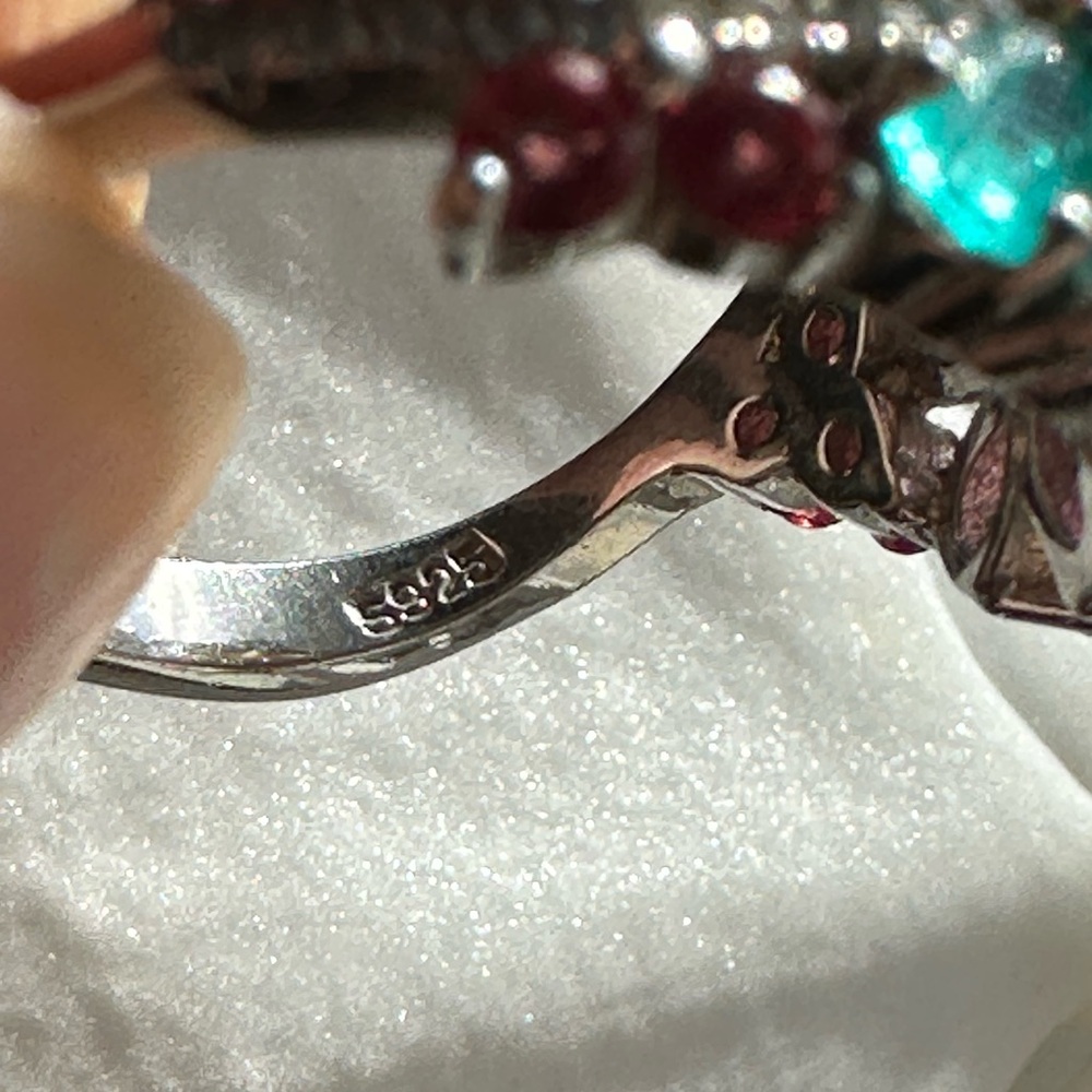 Sterling silver Topaz, Peridot, Garnet and Amethyst Flower Jewelry - Picture 3 of 3